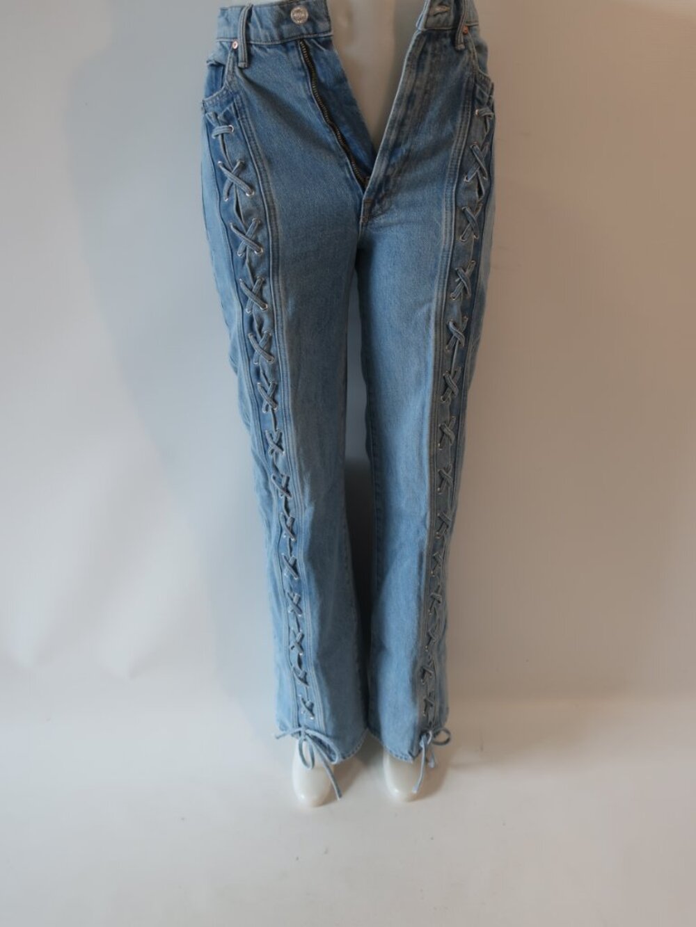Womens MOTHER Superior Tied Up Maven Blue Jeans 26 - Picture 2 of 11